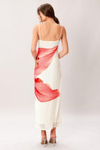 BLOOM STATEMENT POWER MESH CAMI MIDI DRESS