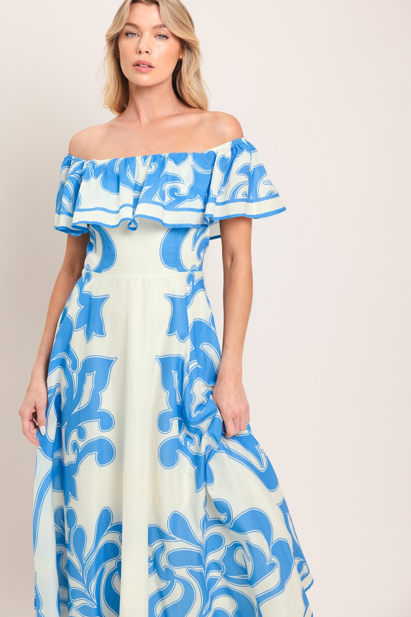 Blue Majolica Midi Dress