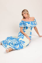 Blue Majolica Midi Dress