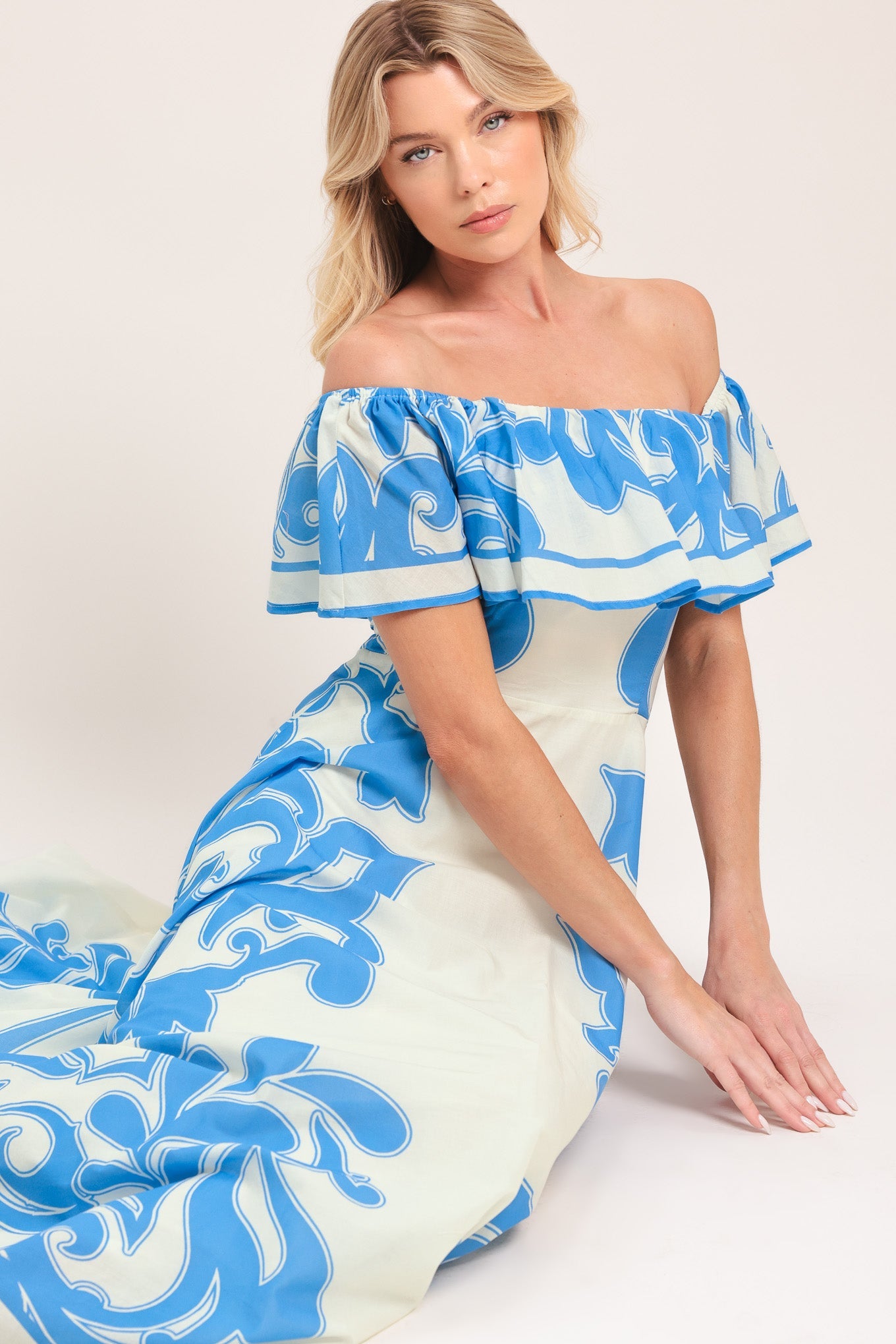 Blue Majolica Midi Dress