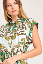 Emerald Ornate Midi Shirt Dress
