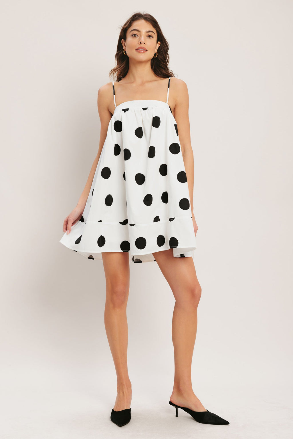 RUNWAY POLKA WOVEN MINI DRESS
