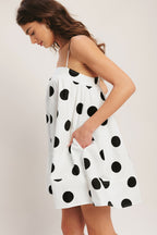 RUNWAY POLKA WOVEN MINI DRESS