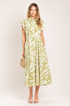 Soft Zebra Woven Midi Shirt Dress