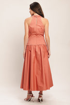 SUNSET MUSE WOVEN MIDI DRESS