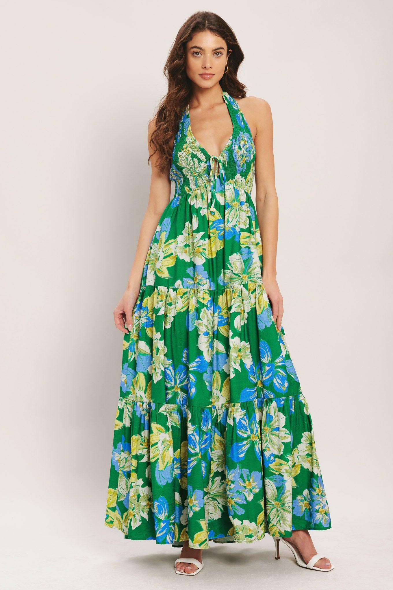Palm Shore Bloom Woven Maxi Dress