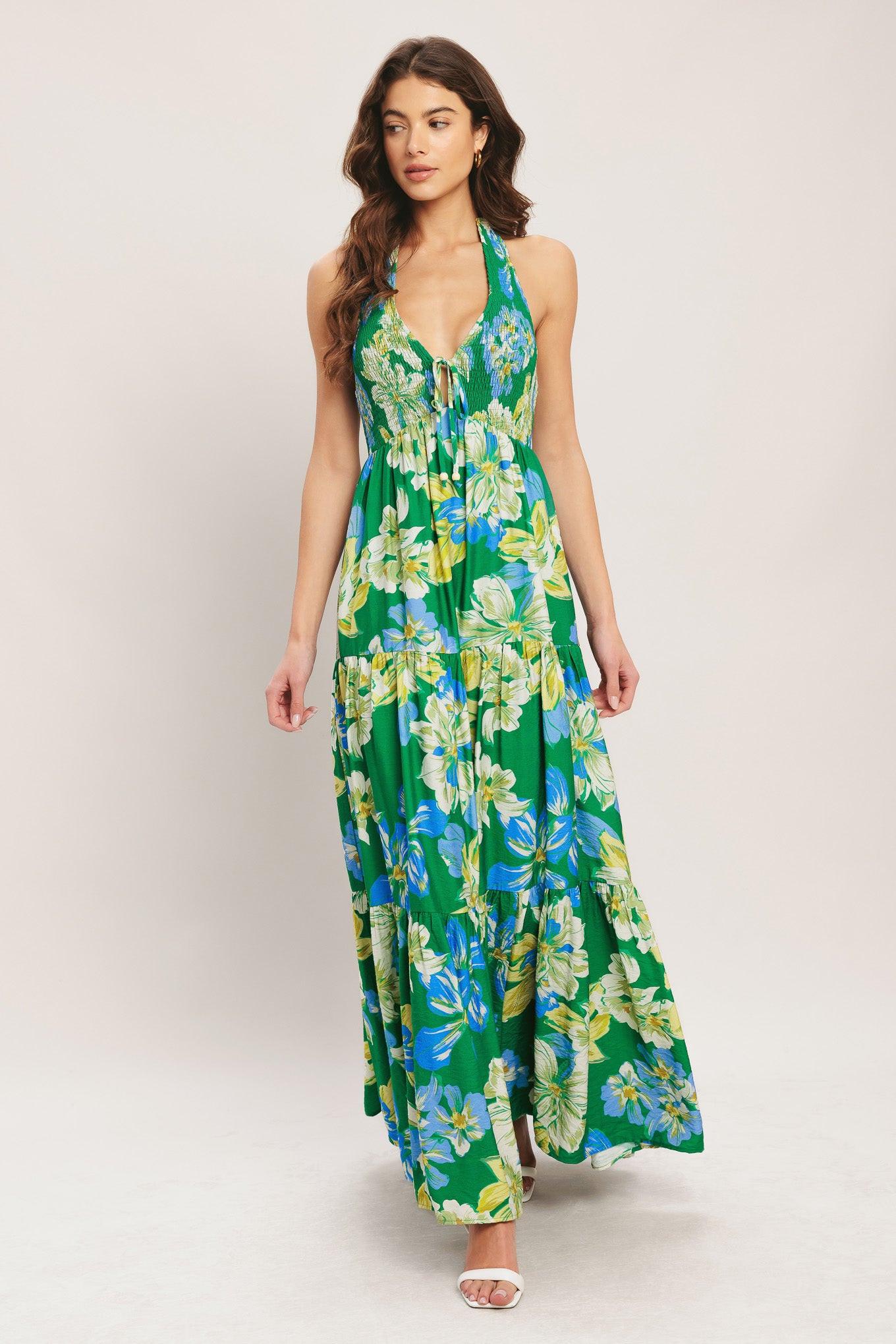 Palm Shore Bloom Woven Maxi Dress