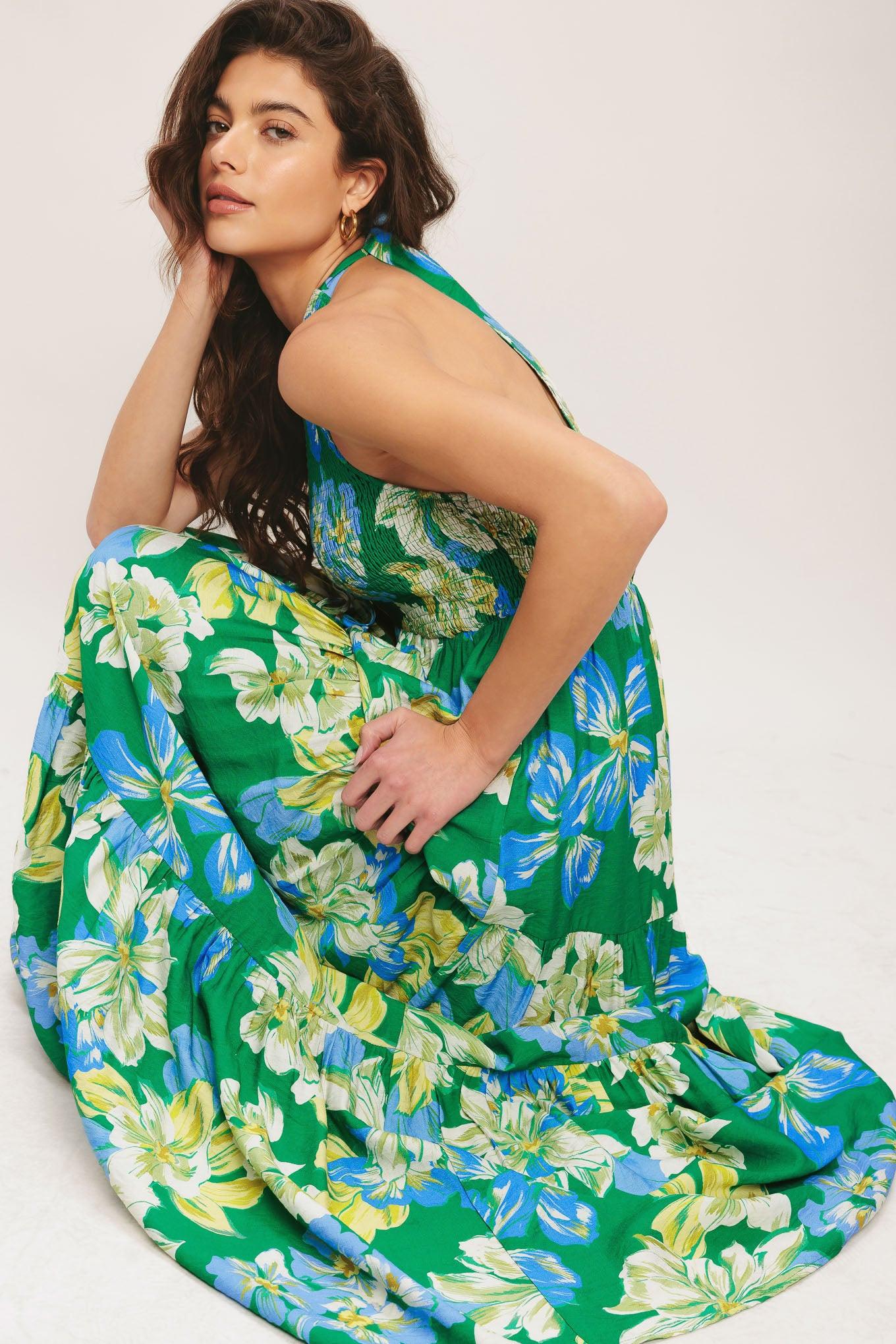 Palm Shore Bloom Woven Maxi Dress
