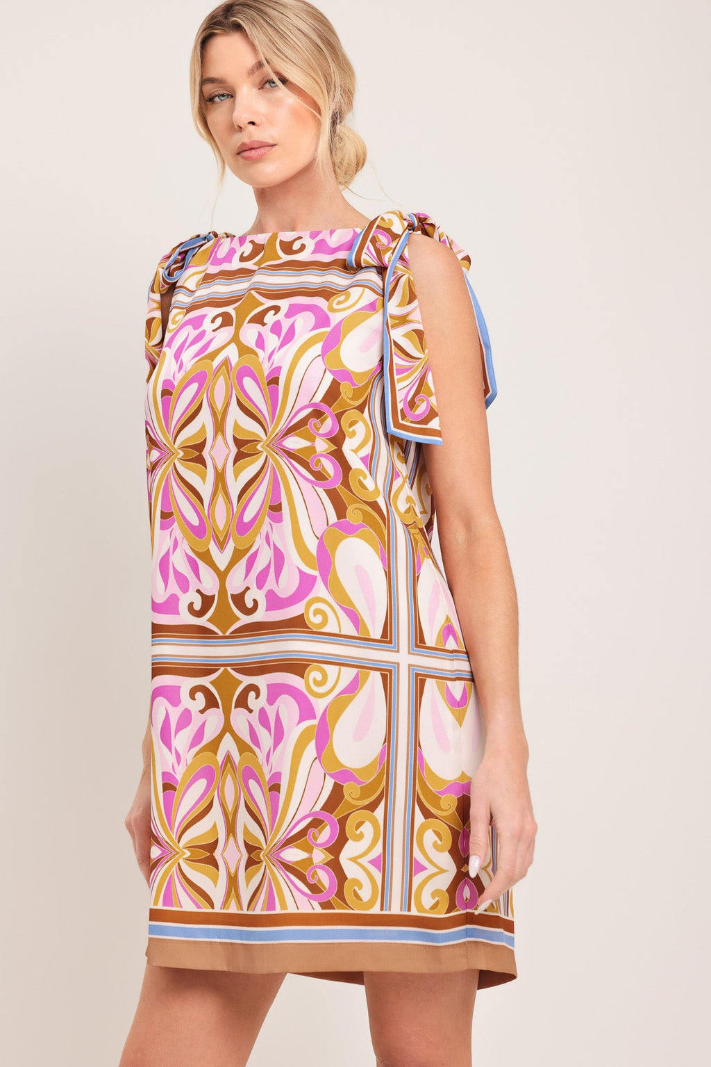 Golden Psyche Woven Mini Dress