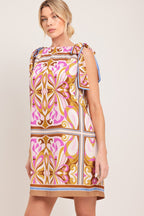 Golden Psyche Woven Mini Dress