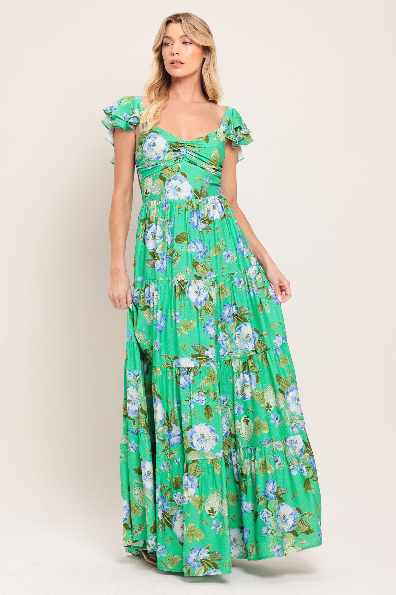 FRESH BLOSSOM WOVEN MAXI DRESS