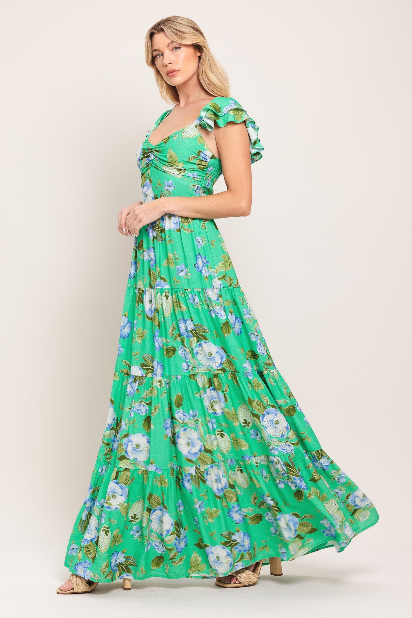 FRESH BLOSSOM WOVEN MAXI DRESS