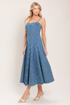 INDIGO WHISPER DENIM MIDI DRESS