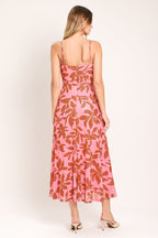 Rosy Haven Power Mesh Midi Dress