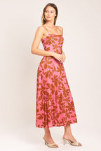 Rosy Haven Power Mesh Midi Dress