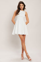 ELEGANT MOMENT WOVEN MINI DRESS