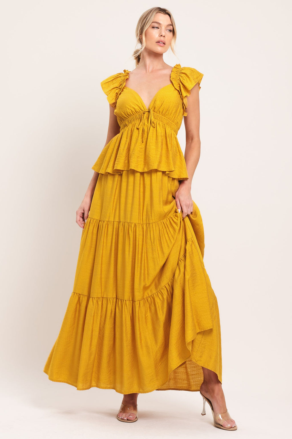 Mustard Bloom Maxi Dress