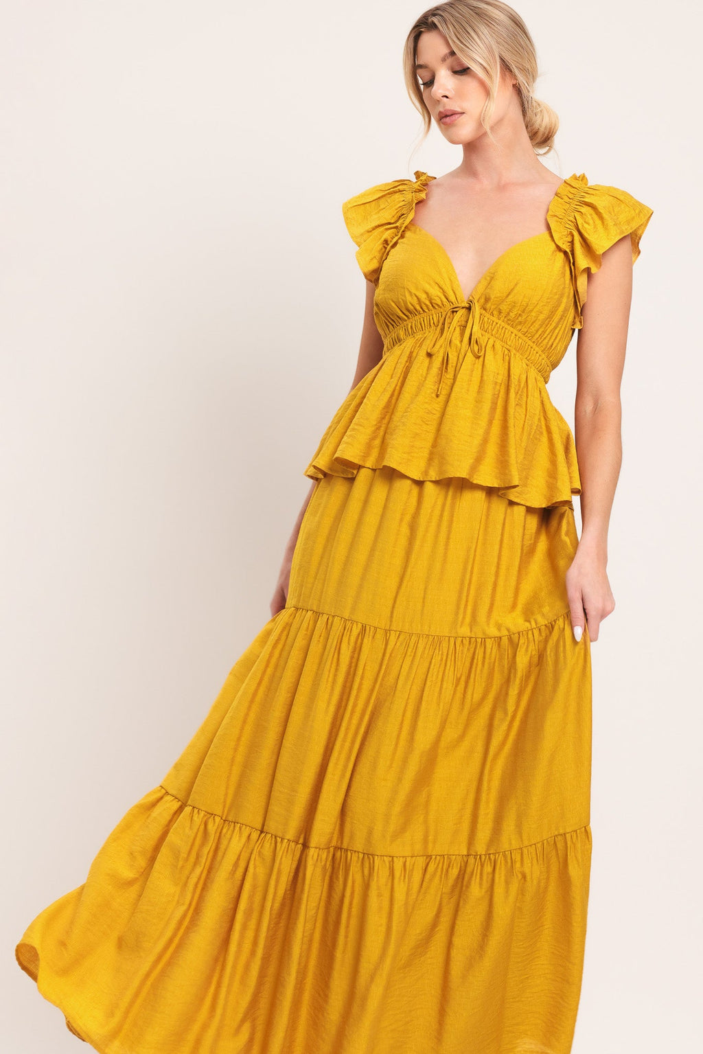 Mustard Bloom Maxi Dress