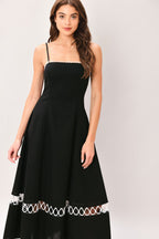 NOIR WHISPER WOVEN MIDI DRESS
