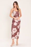 Rosewood Bloom Power Mesh Midi Dress