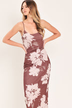 Rosewood Bloom Power Mesh Midi Dress