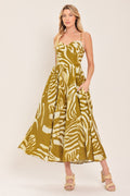 Golden Palm Escape Midi Dress