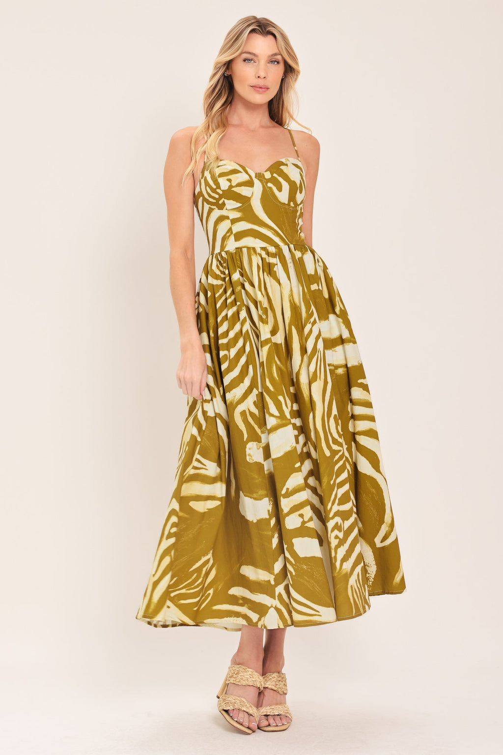 Golden Palm Escape Midi Dress