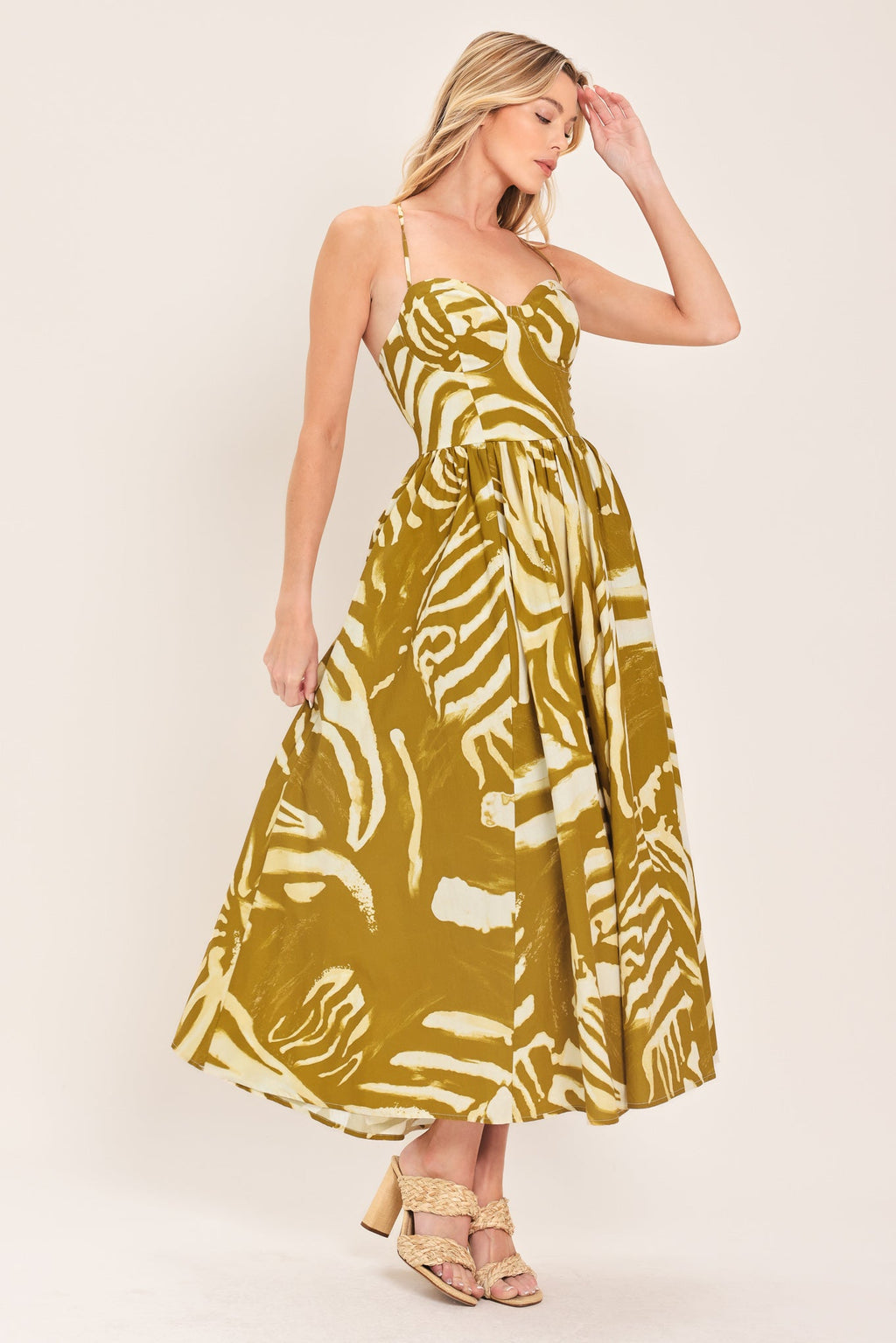 Golden Palm Escape Midi Dress