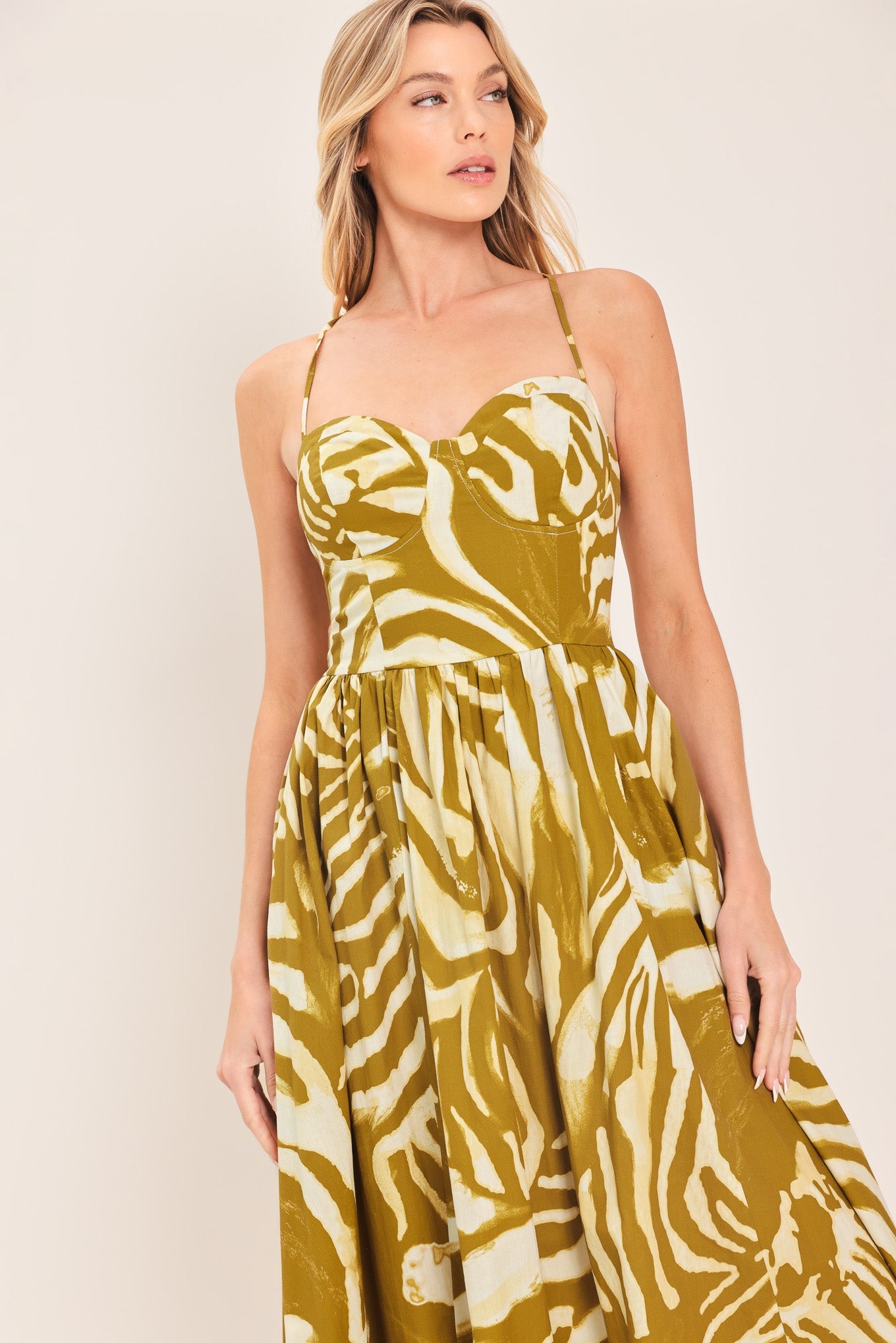 Golden Palm Escape Midi Dress