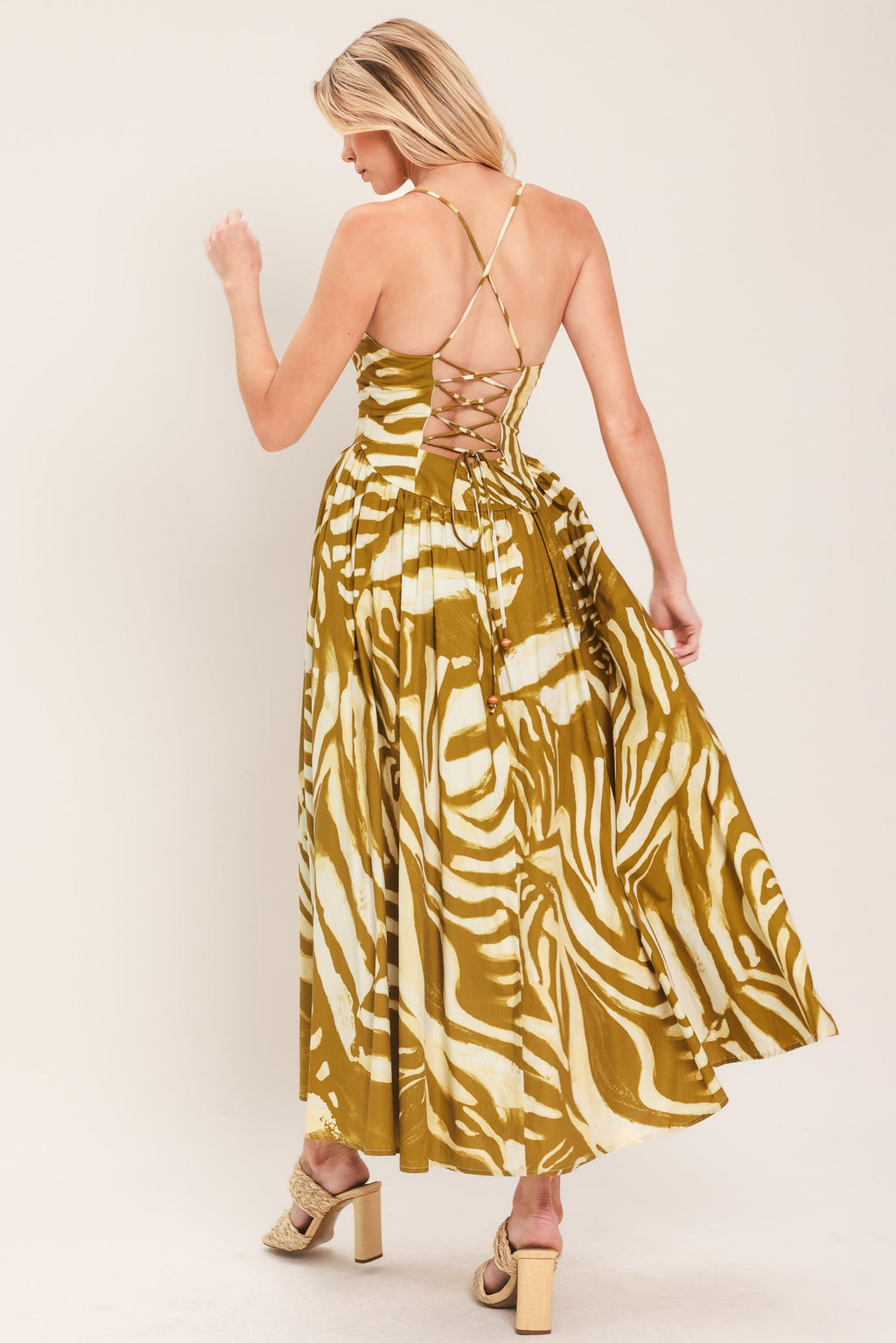 Golden Palm Escape Midi Dress
