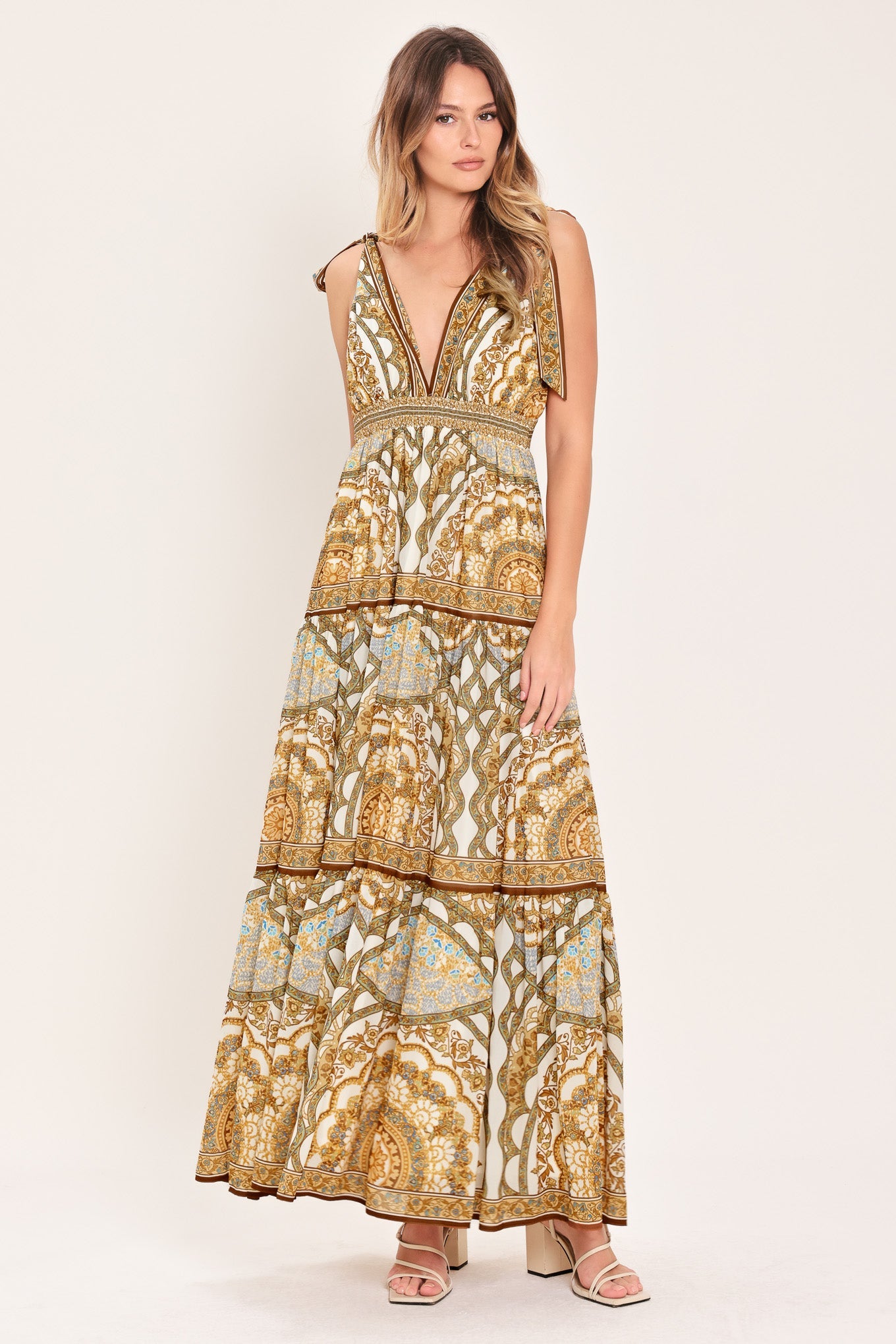 Golden Mosaic Maxi Dress