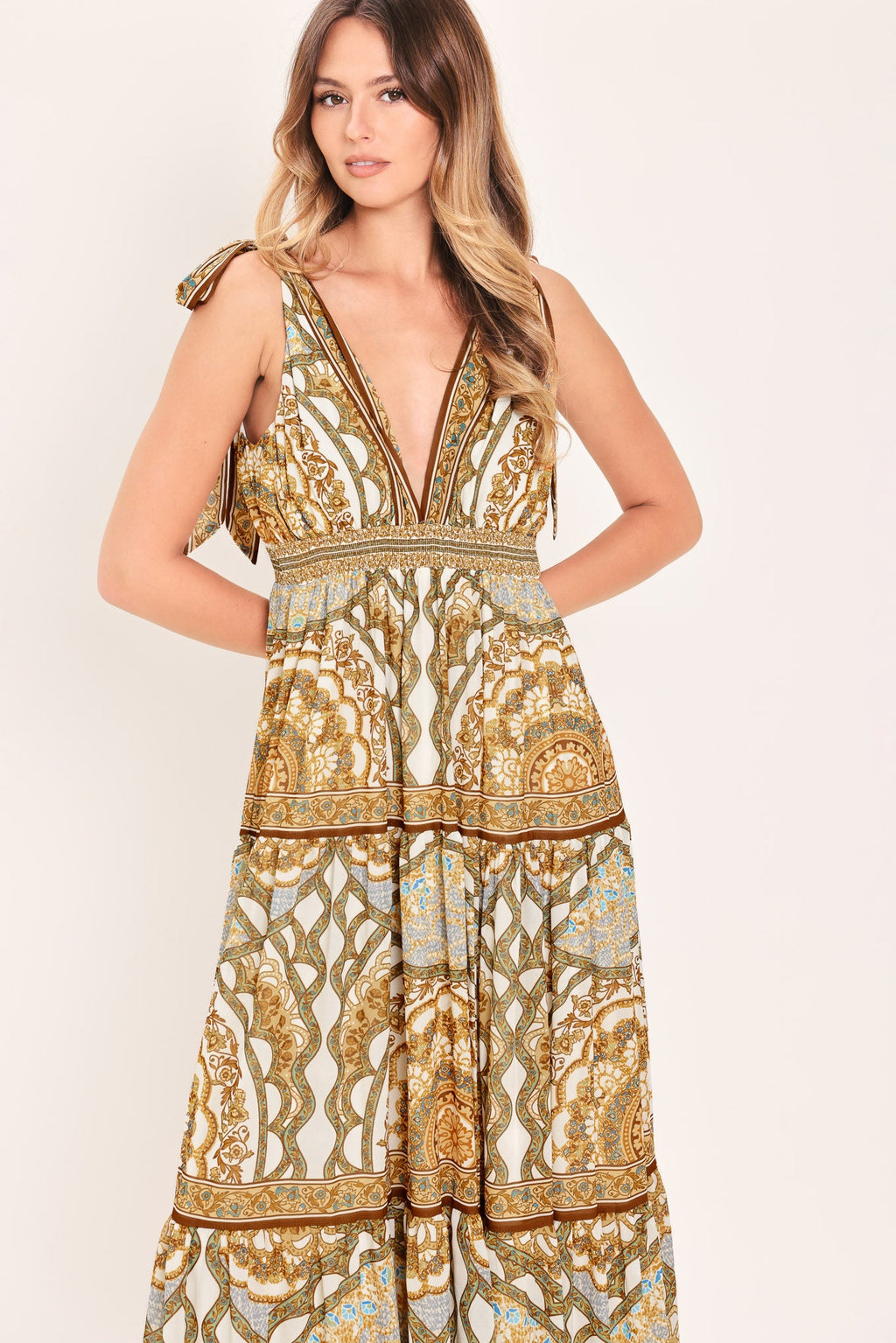 Golden Mosaic Maxi Dress