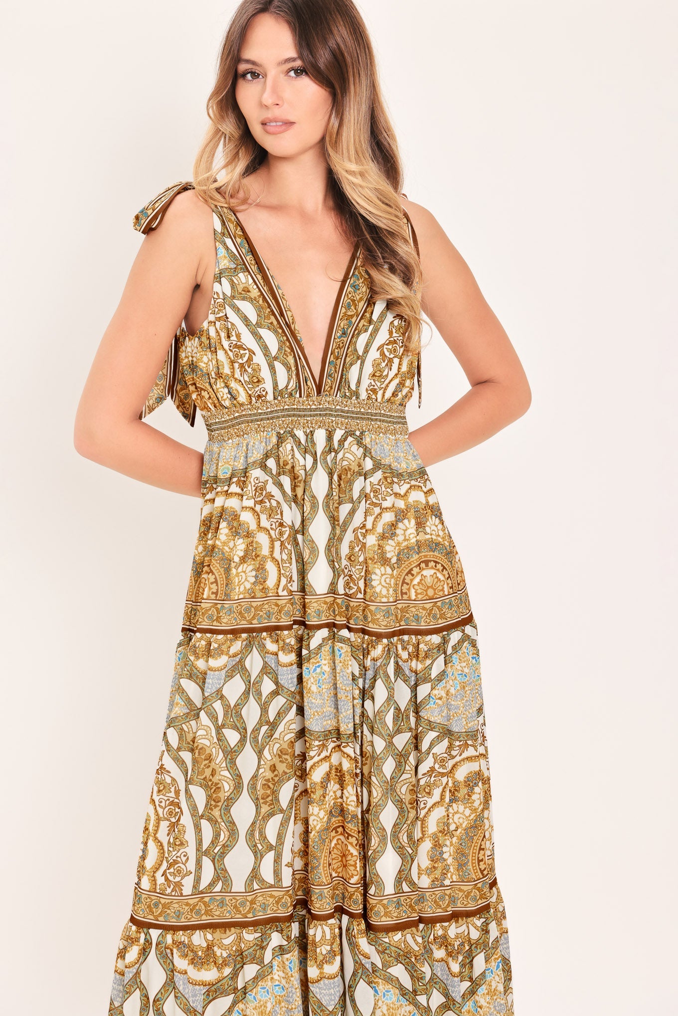 Golden Mosaic Maxi Dress