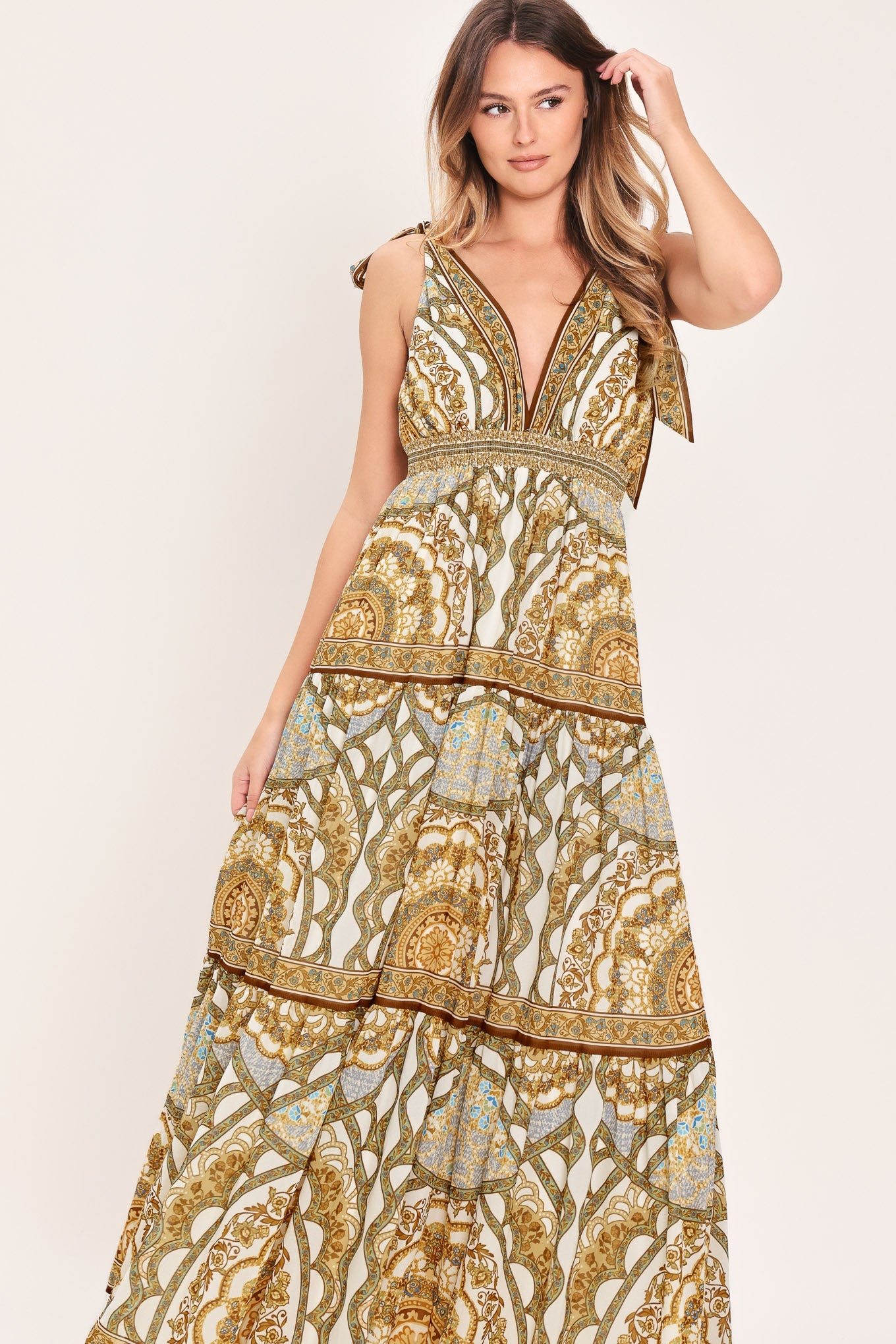 Golden Mosaic Maxi Dress