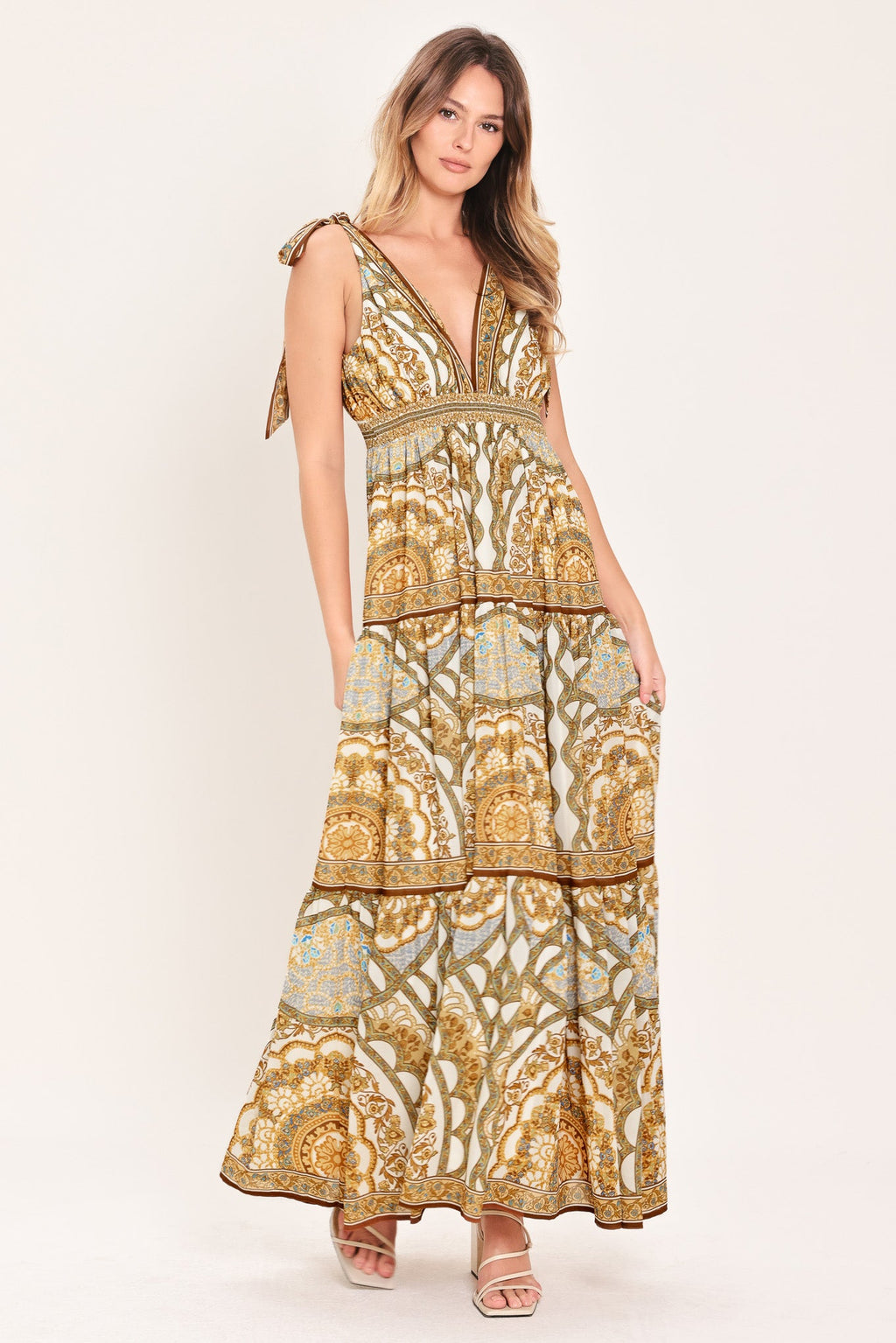 Golden Mosaic Maxi Dress