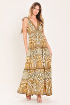 Golden Mosaic Maxi Dress