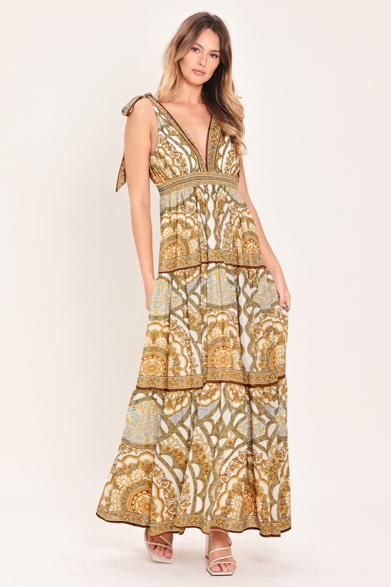 Golden Mosaic Maxi Dress