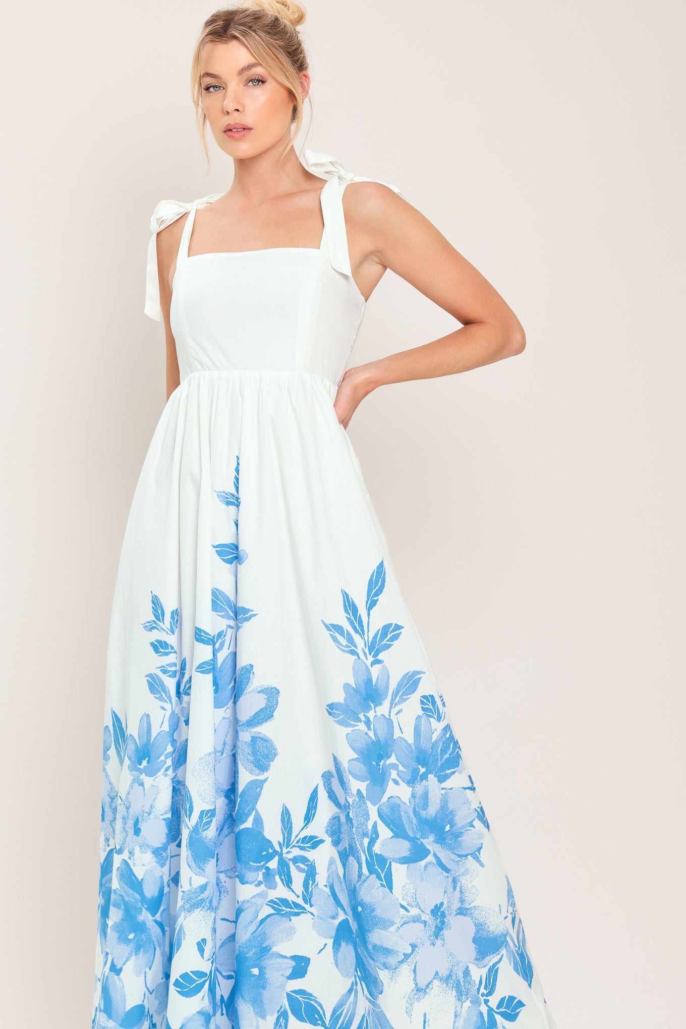 Cloud Blossom Woven Maxi Dress