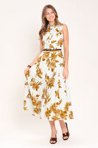Golden Petals Midi Dress