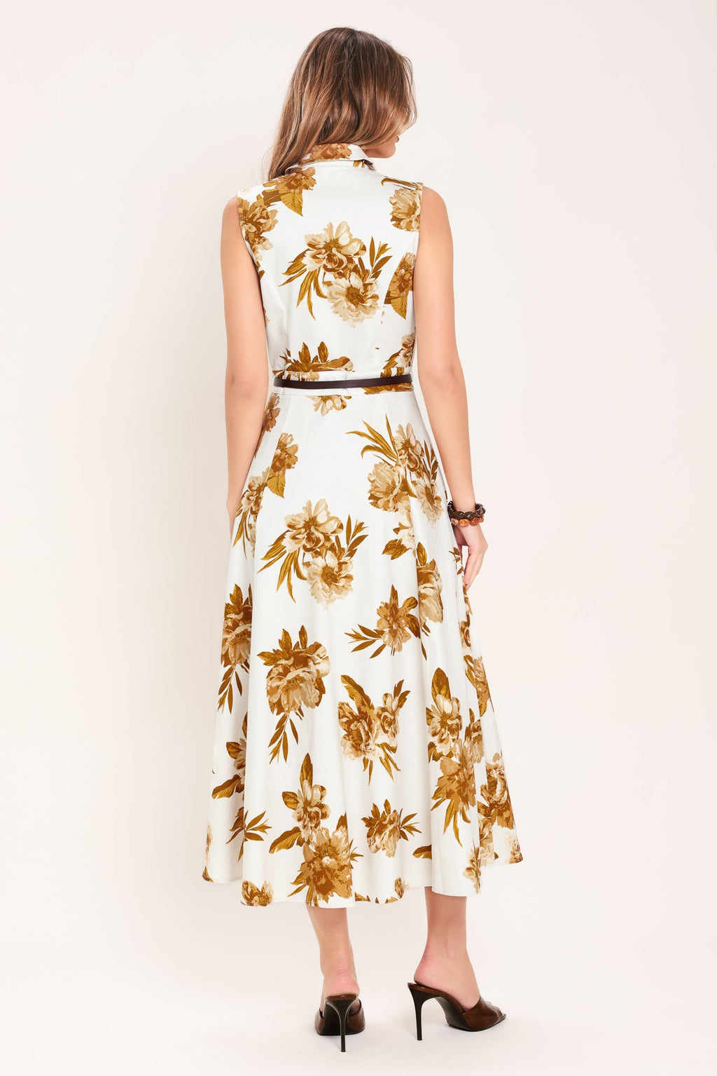 Golden Petals Midi Dress