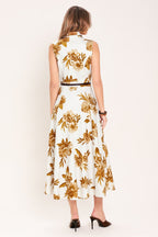 Golden Petals Midi Dress