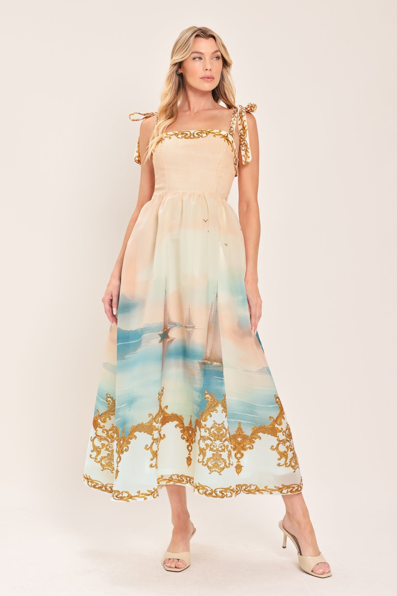 Capri Coastline Woven Midi Dress