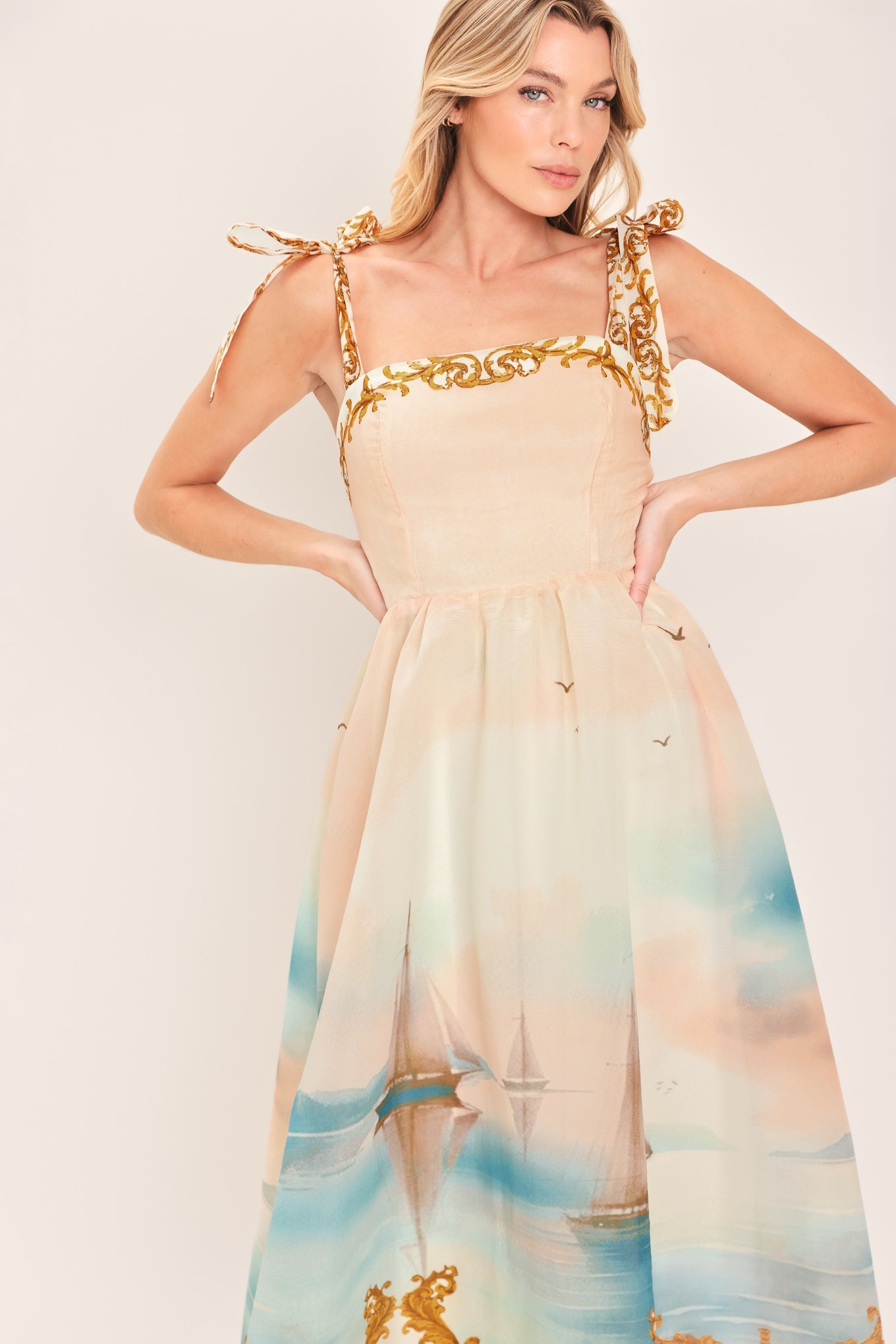 Capri Coastline Woven Midi Dress