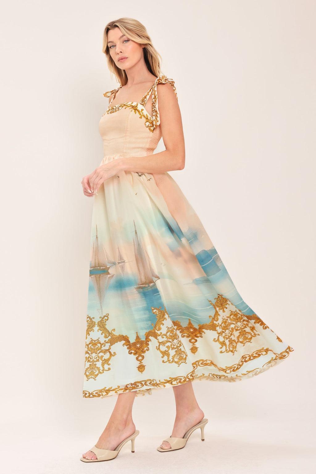 Capri Coastline Woven Midi Dress