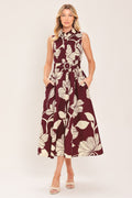 Claret Floral Day Midi Dress