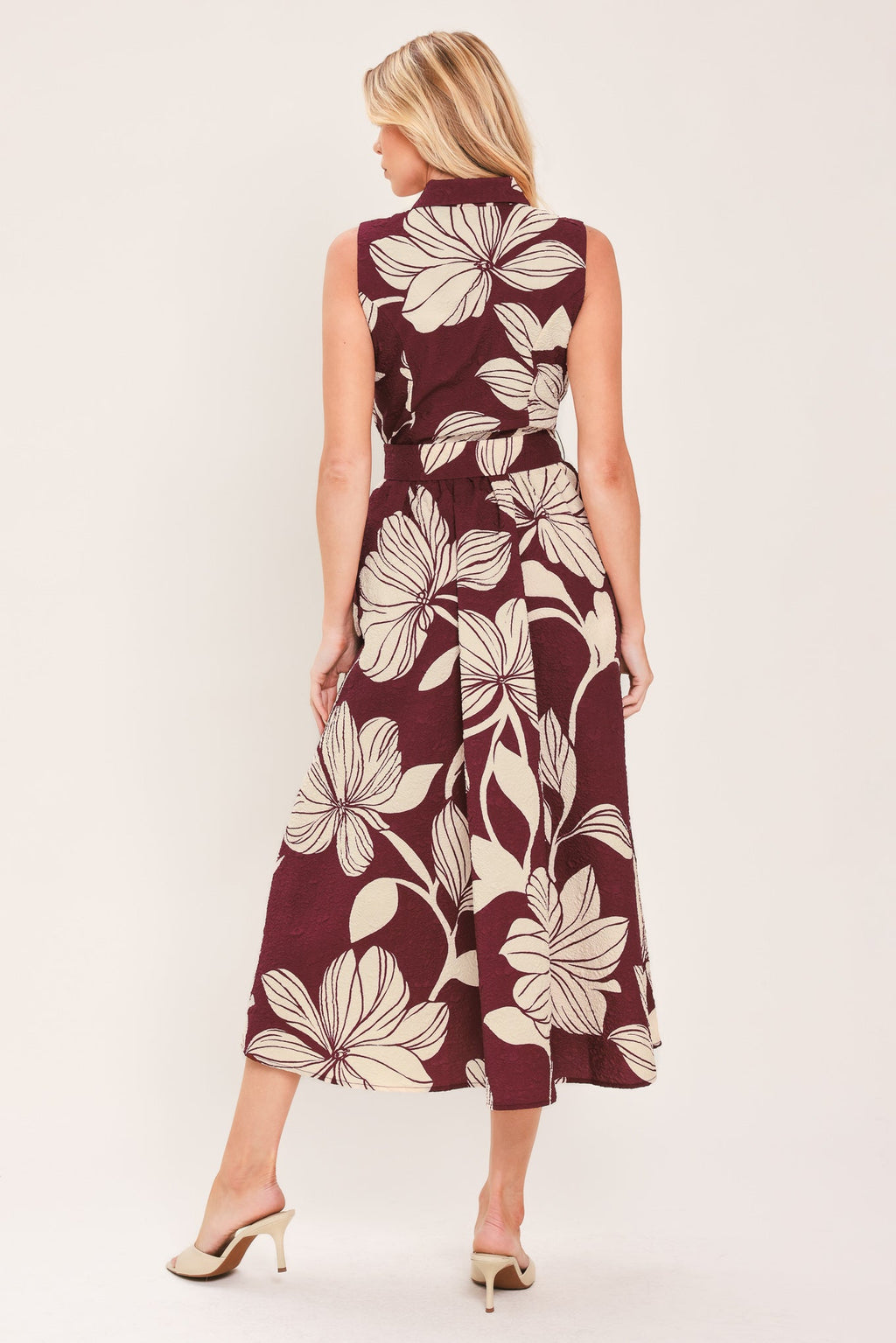 Claret Floral Day Midi Dress