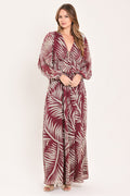 Merlot Leaves in Motion Maxi Dress