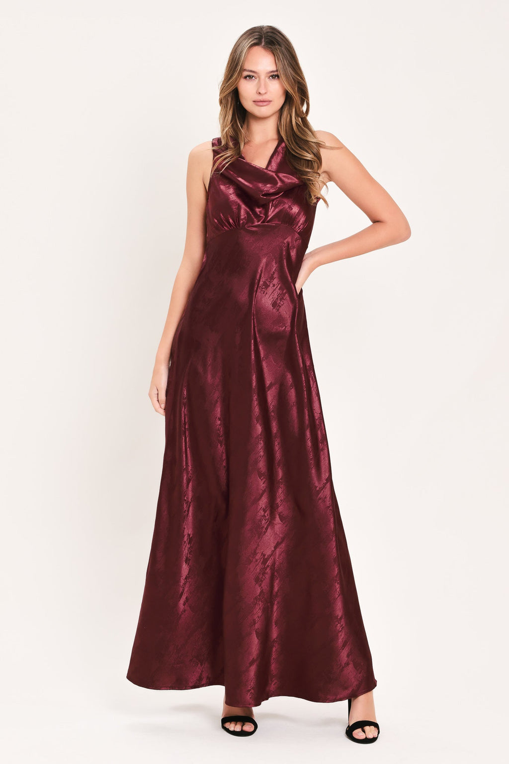 Luminous Champagne Kiss Jacquard Maxi Dress