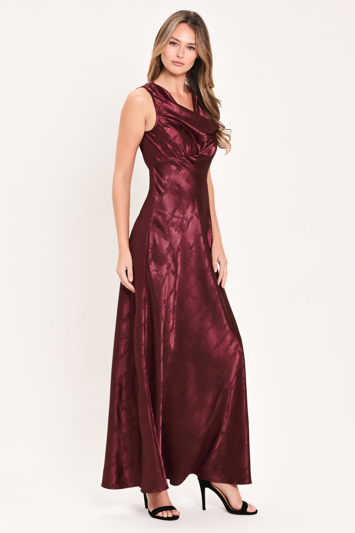 Luminous Champagne Kiss Jacquard Maxi Dress