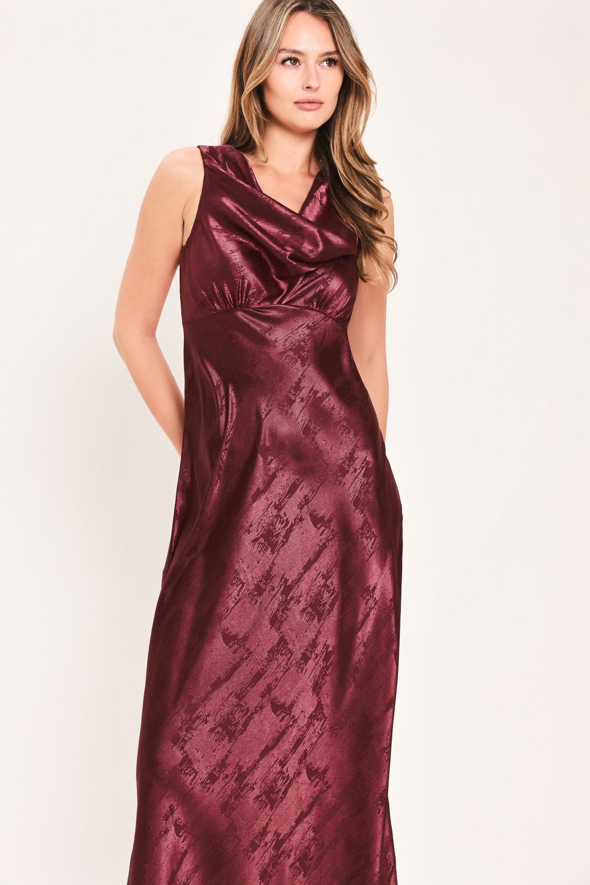 Luminous Champagne Kiss Jacquard Maxi Dress